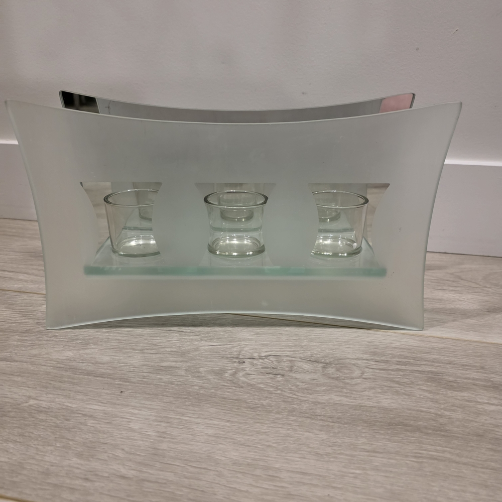 PartyLite Frosted Glass Candle Holder